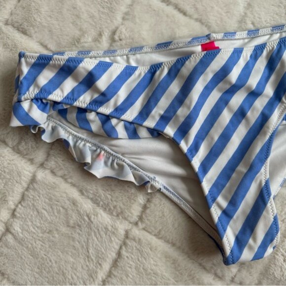 Victoria's Secret | Blue Stripe Ruffle Cheeky Bikini Bottoms | Size Medium - Picture 3 of 13